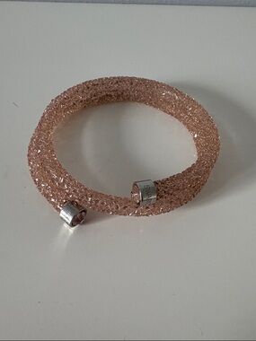 Swarovski Crystaldust Wrap Bangle Bracelet Pink  Silver EUC